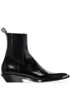 Paco Rabanne Black Santiag Leather Cowboy Boots