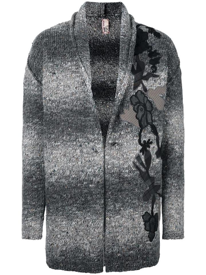 Antonio Marras Floral Patch Cardigan, Men's, Size: Medium, Grey, Acrylic/viscose/wool/alpaca