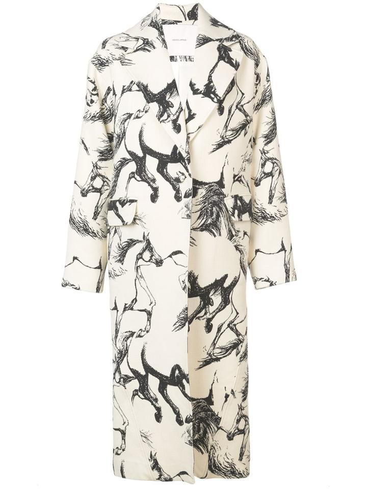 Adam Lippes Pony Print Midi Coat - White