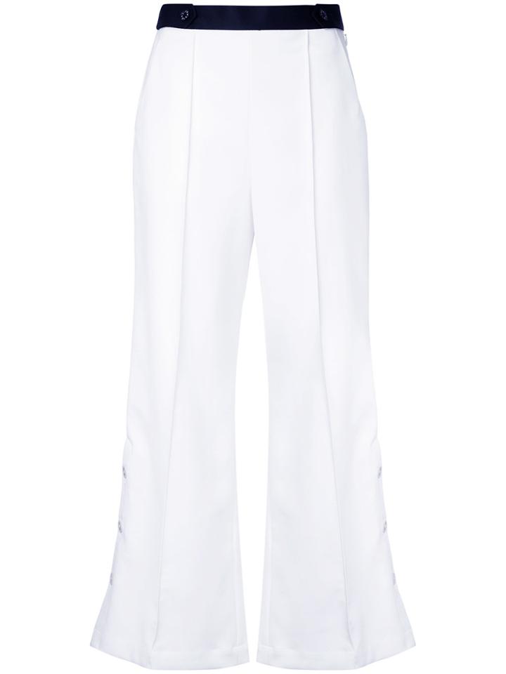 Loveless Flared Button Trousers - White