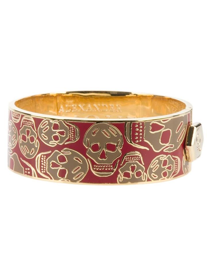 Alexander Mcqueen Enameled Skull Bangle