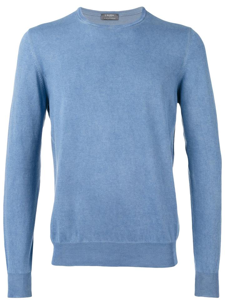 Barba - Longsleeve Sweater - Men - Cotton - 54, Blue, Cotton