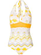 Emilio Pucci Printed Plunge Swimsuit - Yellow & Orange