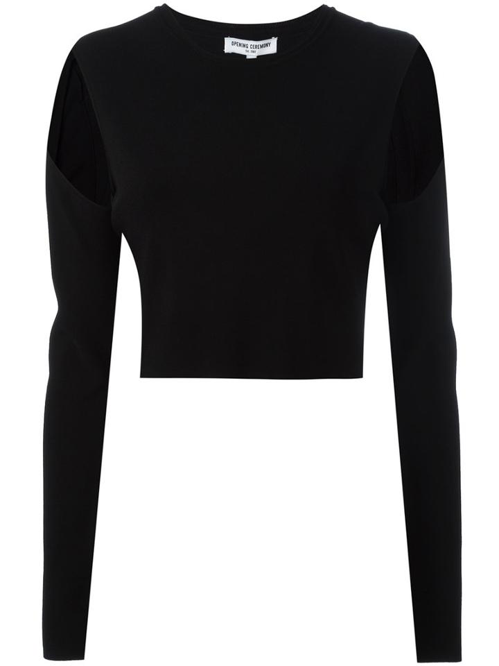 Opening Ceremony - Cut-out Detail Crop Top - Women - Polyester/viscose - M, Women's, Black, Polyester/viscose