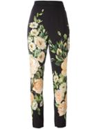 Dolce & Gabbana Rose Print Trousers, Women's, Size: 40, Black, Viscose