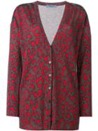 Blumarine Neon Animal Print Cardigan, Women's, Size: 42, Brown, Cotton/polyamide/virgin Wool