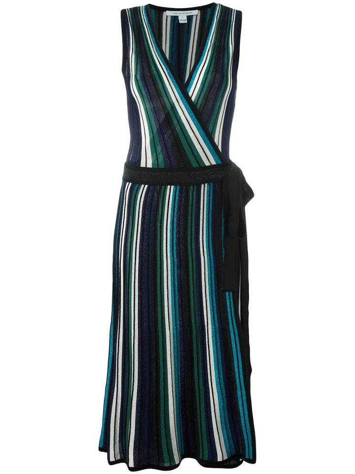 Diane Von Furstenberg Striped Dress, Women's, Size: Large, Blue, Cotton/viscose/silk/polyester