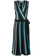 Diane Von Furstenberg Striped Dress, Women's, Size: Large, Blue, Cotton/viscose/silk/polyester