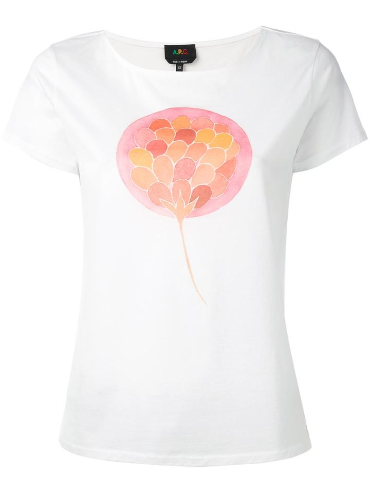 A.p.c. - Central Print T-shirt - Women - Cotton - 36, Women's, White, Cotton