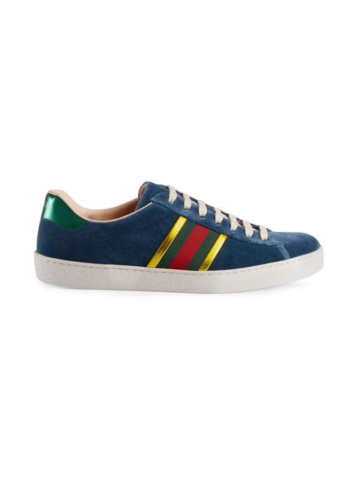 Gucci Ace Velvet Low-top Sneaker - Blue