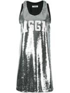 Msgm Sequinned Tank Dress, Women's, Size: 42, Grey, Polyester/spandex/elastane