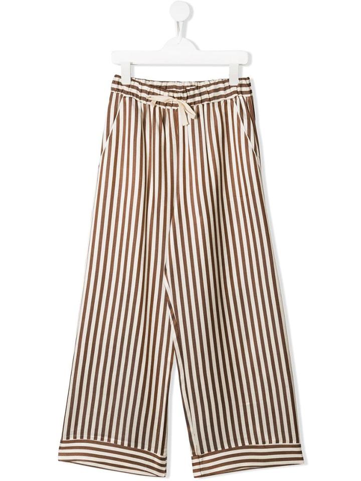 Caffe' D'orzo Teen Striped Wide Leg Trousers - Brown