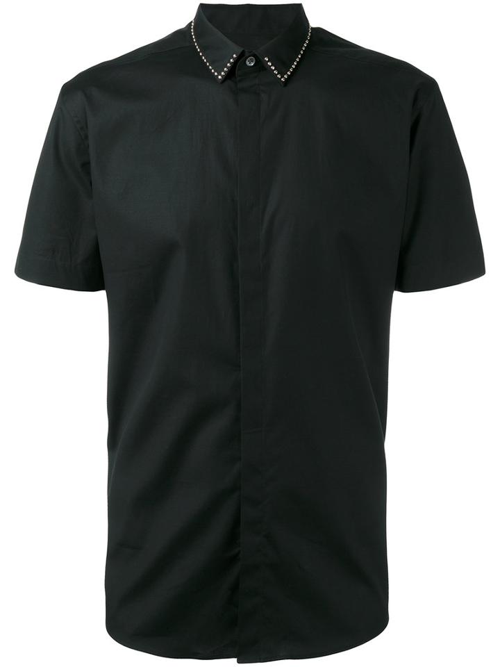 Les Hommes - Embellished Collar Shit - Men - Cotton/spandex/elastane - 48, Black, Cotton/spandex/elastane