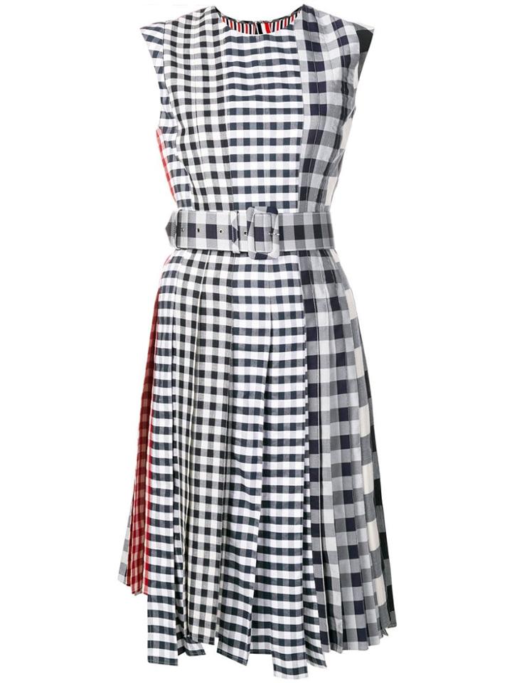 Thom Browne Fun-mix Gingham Check Midi Dress - Blue