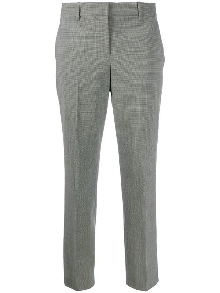 Theory Micro Check Cropped Trousers - Black