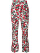 Marni - Poetry Flower Cropped Trousers - Women - Cotton/linen/flax - 40, Red, Cotton/linen/flax