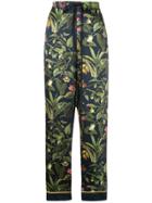 Oscar De La Renta Botanical Print Trousers - Blue