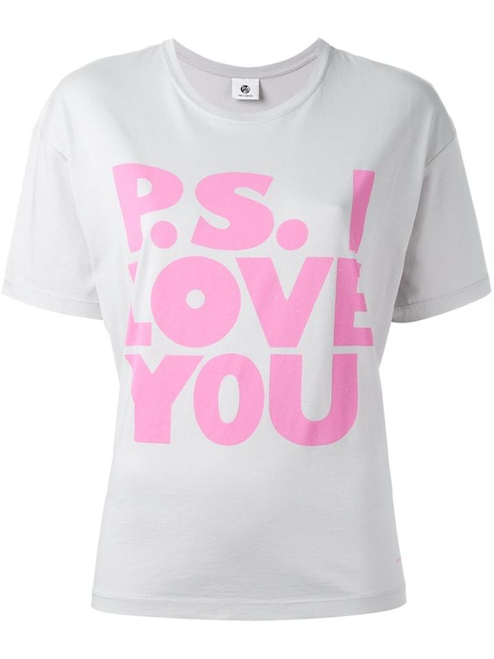 Ps By Paul Smith P.s. I Love You Printed T-shirt, Women's, Size: Small, Grey, Cotton