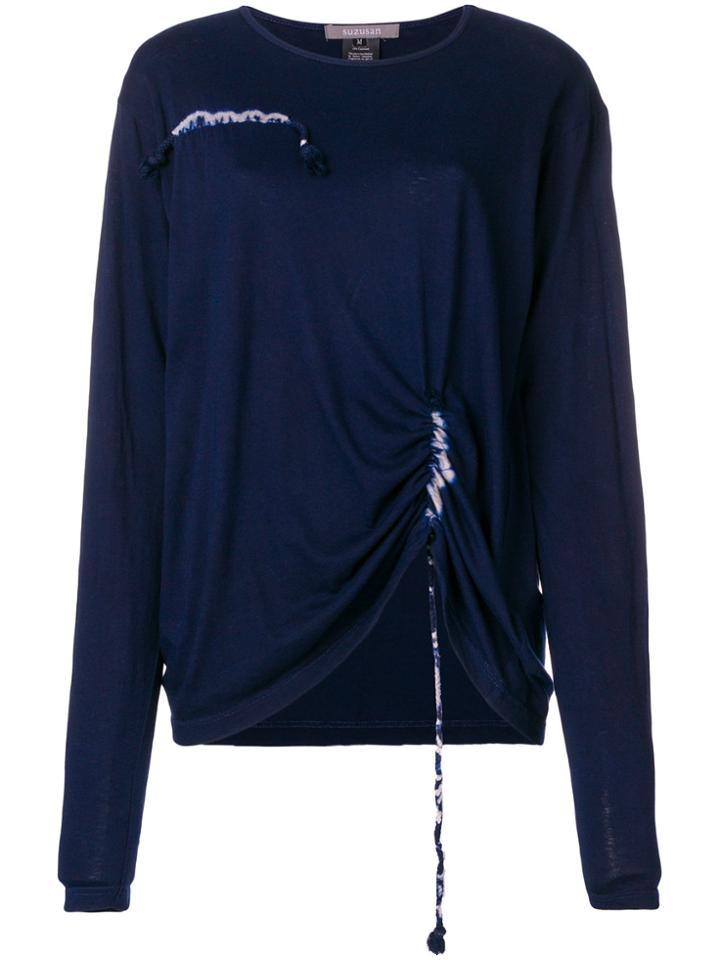 Suzusan Ruched Drawstring Detail Top - Blue