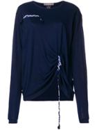 Suzusan Ruched Drawstring Detail Top - Blue