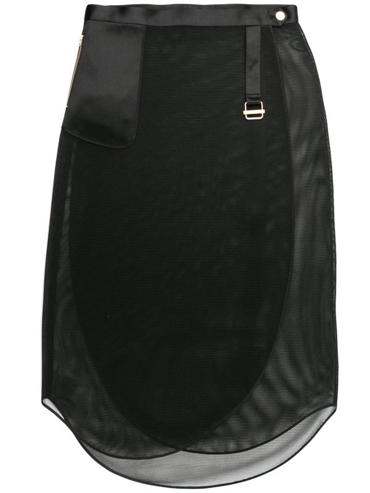 The Reracs - Perforated Wrap Skirt - Women - Silk/polyester/wool - 38, Black, Silk/polyester/wool