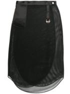 The Reracs - Perforated Wrap Skirt - Women - Silk/polyester/wool - 38, Black, Silk/polyester/wool