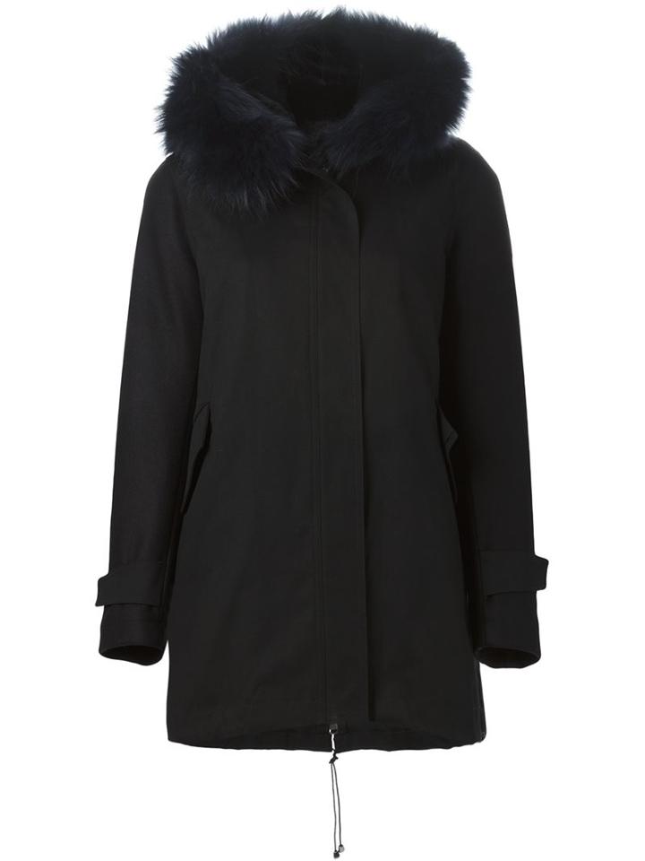 Forte Couture Detachable Fur Gilet Parka, Women's, Size: 40, Black, Cotton/spandex/elastane/wool/rabbit Fur