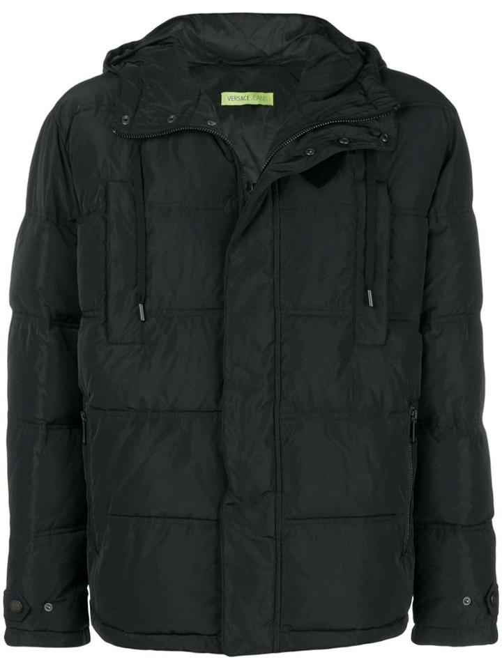 Versace Jeans Patch Embellished Padded Jacket - Black