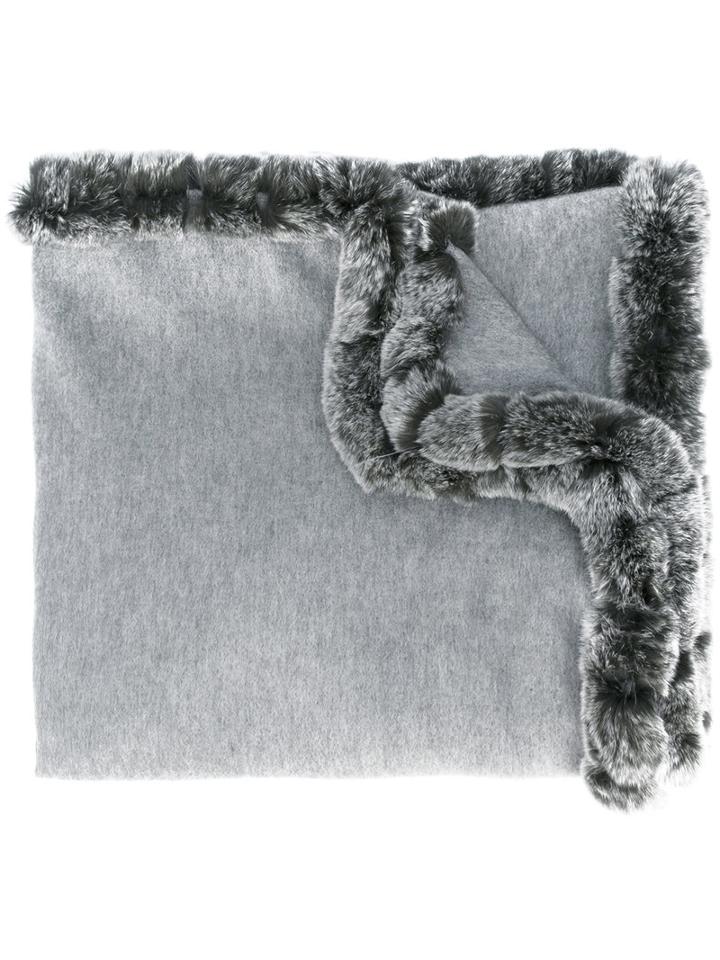 N.peal - Woven Long Shawl - Women - Rabbit Fur/cashmere - One Size, Women's, Grey, Rabbit Fur/cashmere