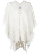 Barrie Shortsleeved Poncho, Women's, White, Cashmere