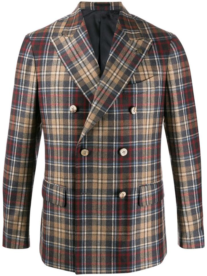 Gabriele Pasini Checked Double Breasted Blazer - Brown