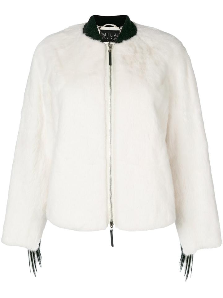 Cara Mila Falcon White Mink Bomber