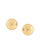 Chanel Pre-owned 1994 Aw Cc Button Earrings - Gold