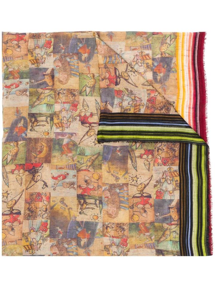 Faliero Sarti Pinocchio Printed Scarf - Brown