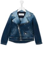John Galliano Kids Gradient Denim Biker Jacket, Girl's, Size: 10 Yrs, Blue