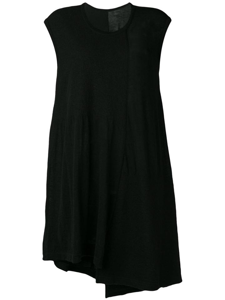 Y's Flared Draped Mini Dress - Black