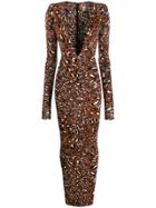 Alexandre Vauthier Leopard Print Dress - Brown