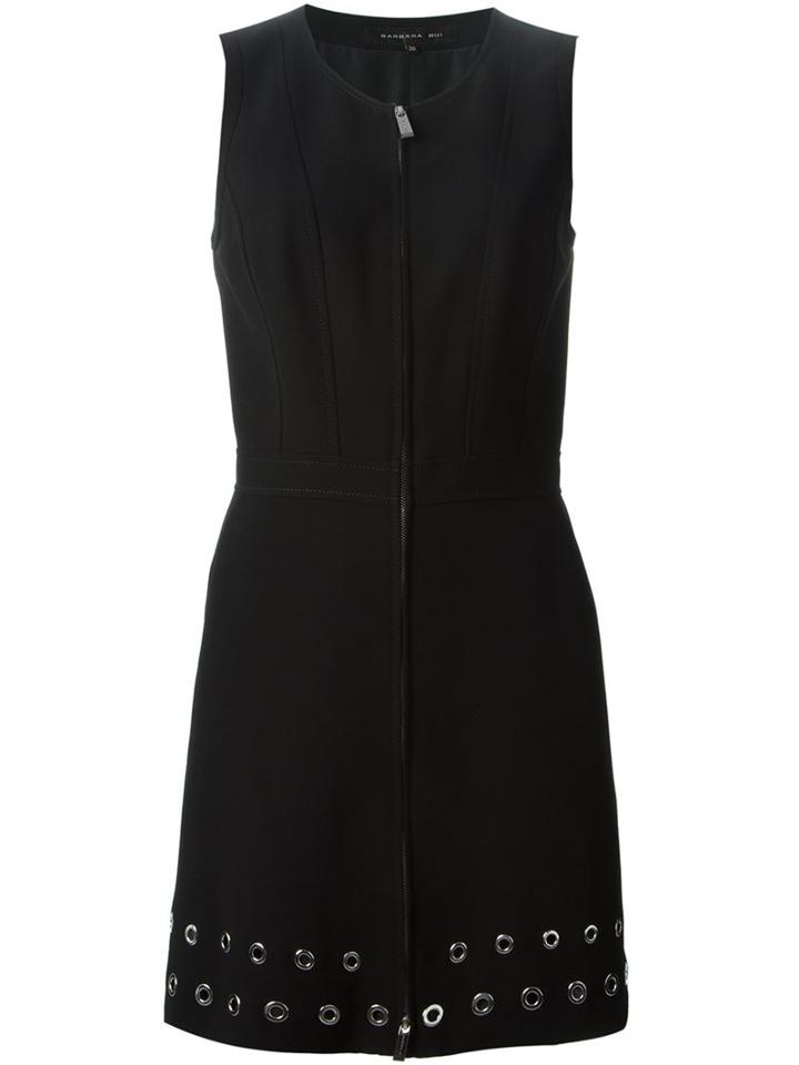 Barbara Bui Zip Front Eyelet Dress, Women's, Size: 40, Black, Polyester