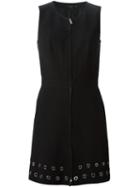 Barbara Bui Zip Front Eyelet Dress, Women's, Size: 40, Black, Polyester
