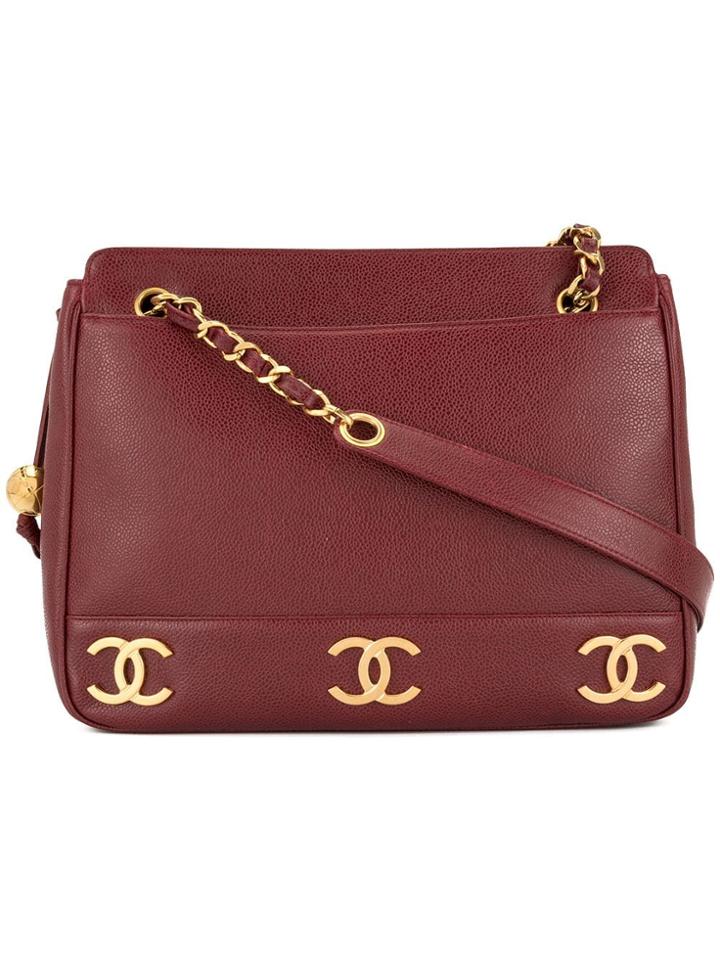 Chanel Vintage Chain Shoulder Tote Bag - Red