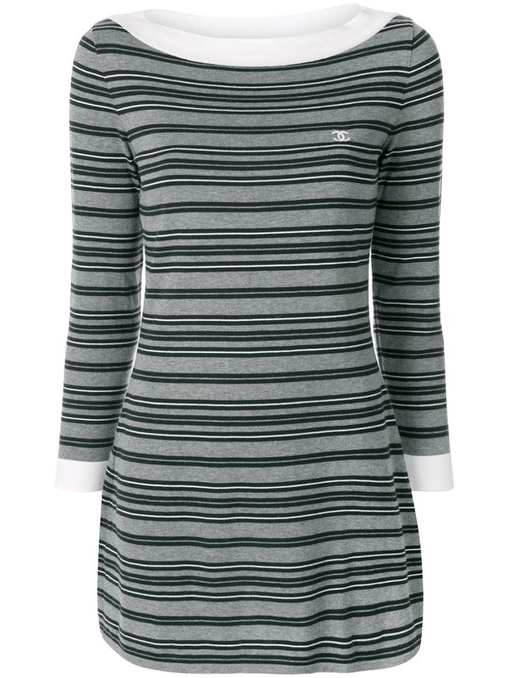 Chanel Pre-owned Striped Cc Dress - Grey