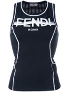 Fendi Printed Jersey Tank Top, Women's, Size: 42, Black, Polyamide/spandex/elastane