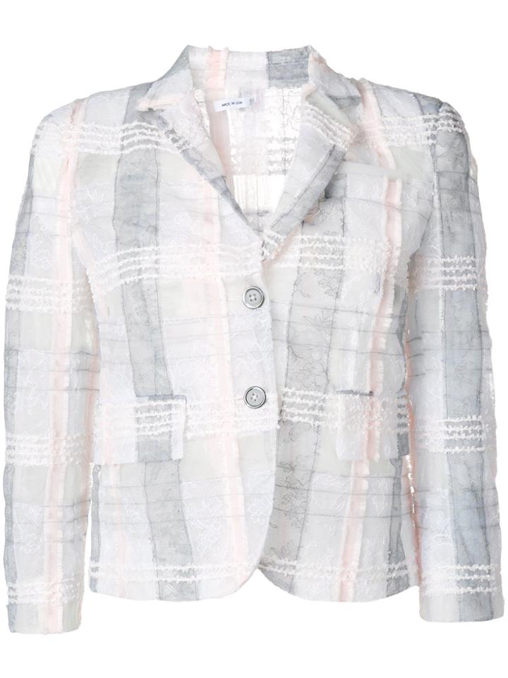 Thom Browne Classic Single Breasted Sport Coat In Tulle With Overdyed