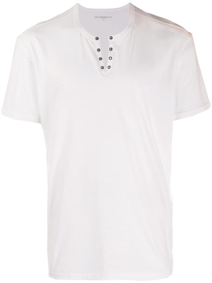 John Varvatos Buttoned Crew Neck T-shirt - White