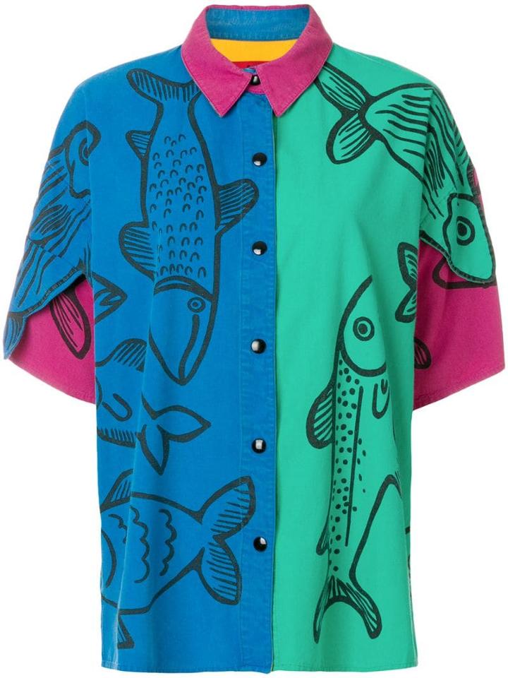 Jc De Castelbajac Pre-owned Oversized Fish Printed Shirt - Multicolour