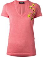 Dsquared2 V-neck T-shirt, Women's, Size: M, Pink/purple, Cotton