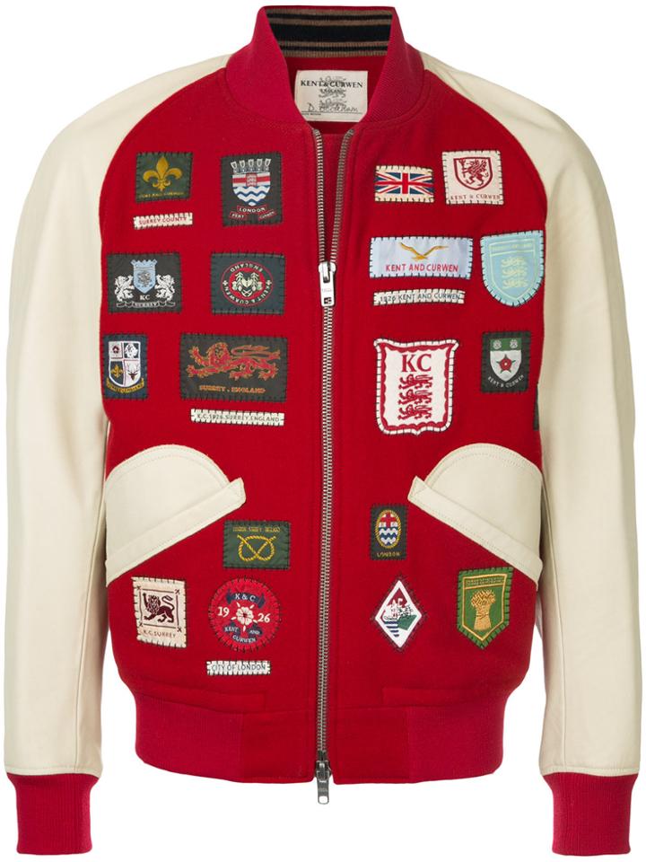 Kent & Curwen Patched Bomber Jacket - Red