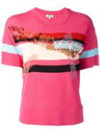 Kenzo Mesh Panel T-shirt, Women's, Size: Large, Pink/purple, Polyamide/viscose