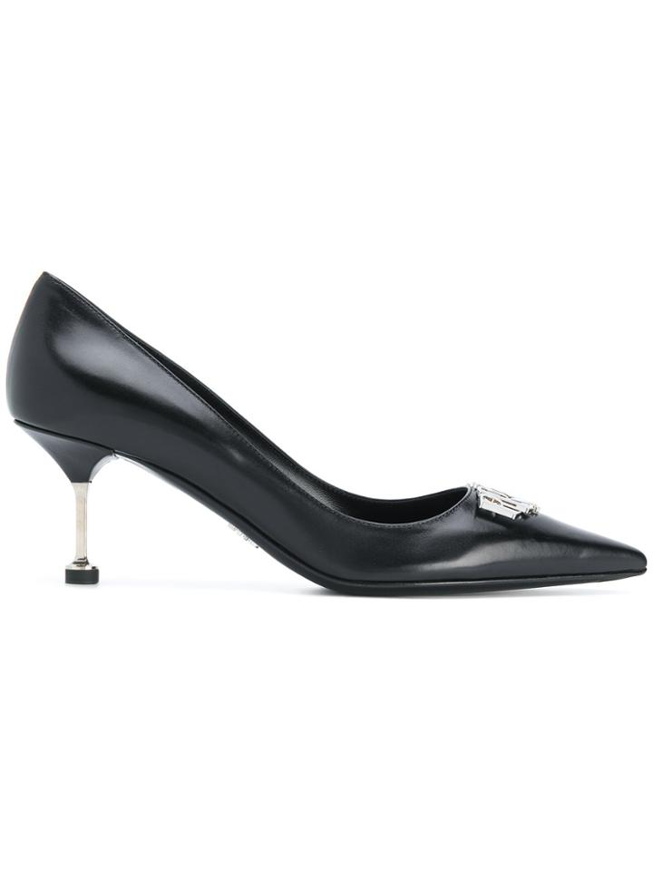 Prada Pointed Metal Heel Pumps - Black