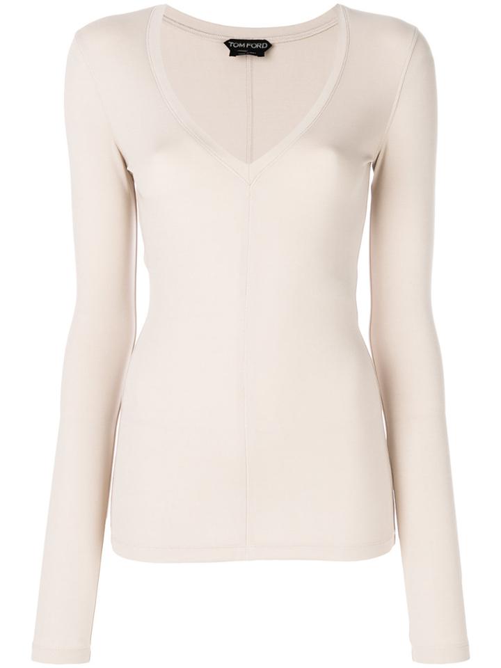 Tom Ford V Neck Jumper - Nude & Neutrals